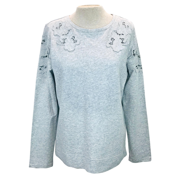 NWT Dalia Heather Gray Floral Sweatshirt M - Picture 2 of 4